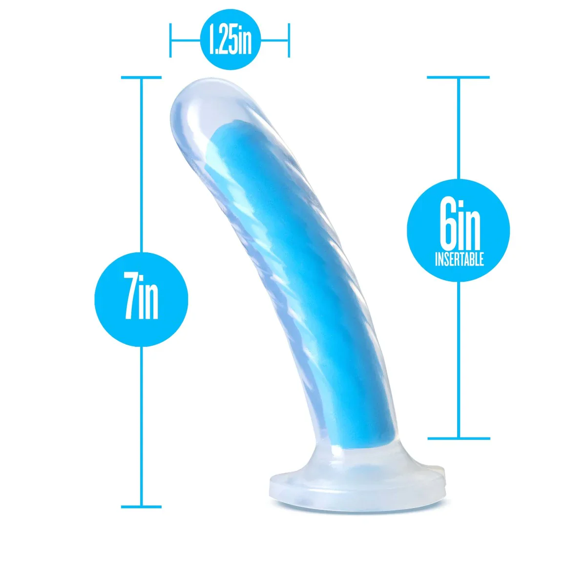 Neo Elite Tao Glow In The Dark Neon Blue 7-Inch Long Dildo - Image 2