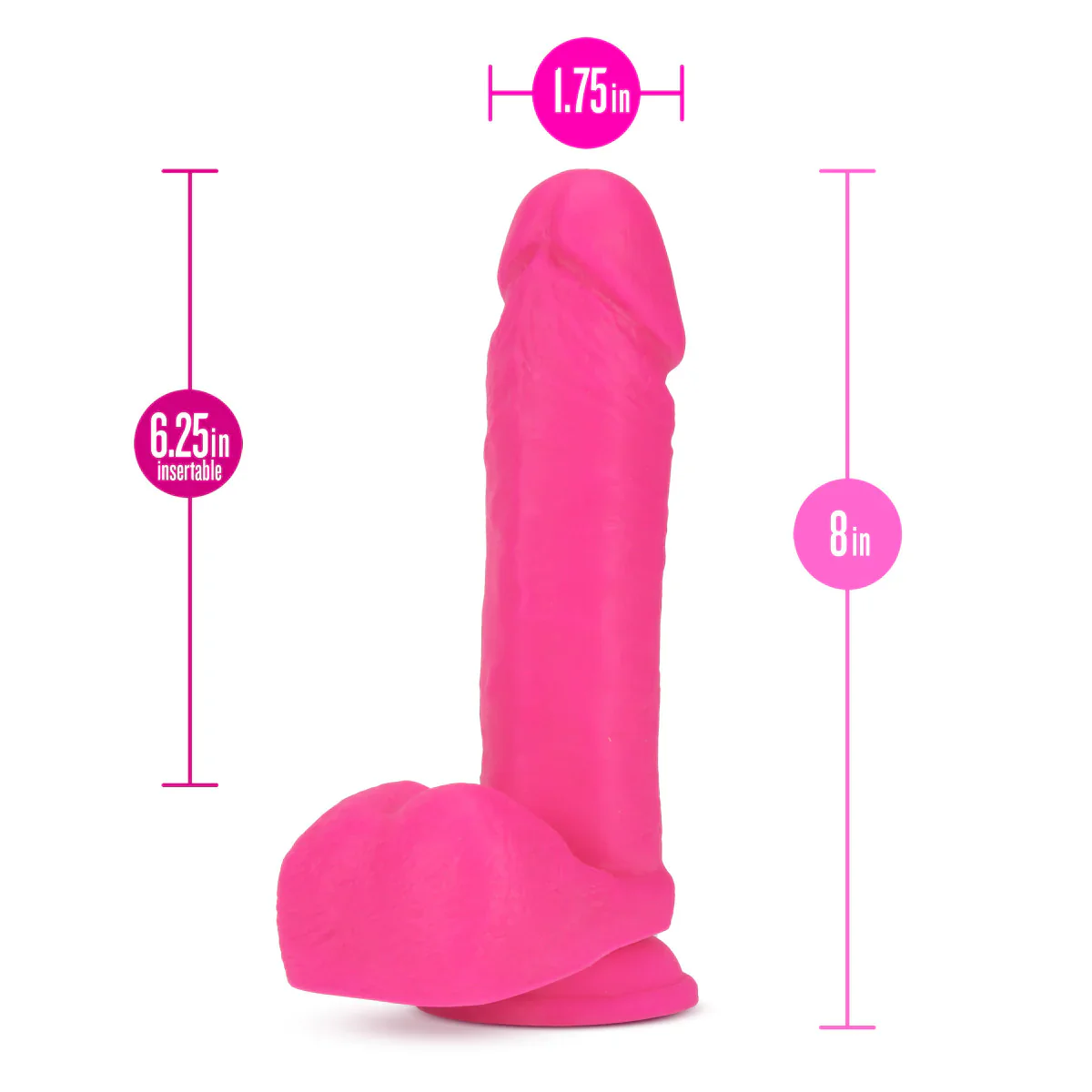 Neo Realistic Neon Pink 8-Inch Long Dildo - Image 2