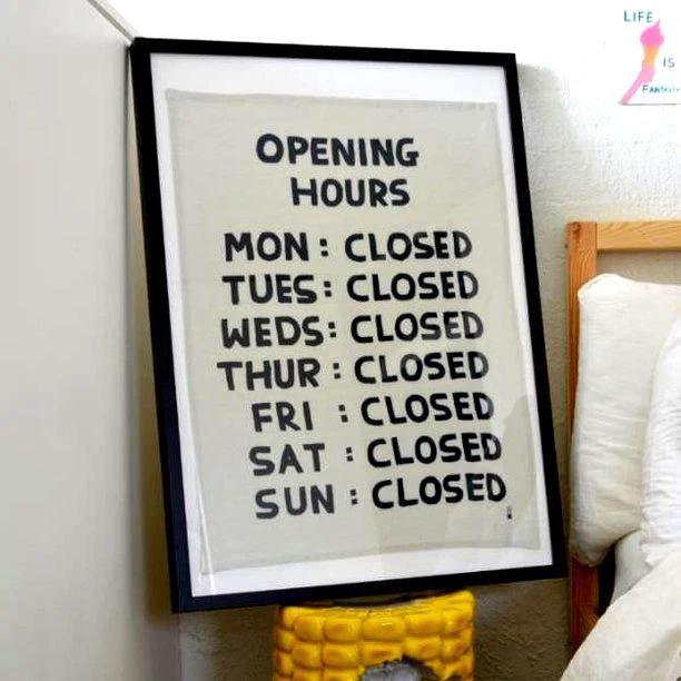 Opening Hours Tea Towel - Third Drawer Down X David Shrigley - Image 6