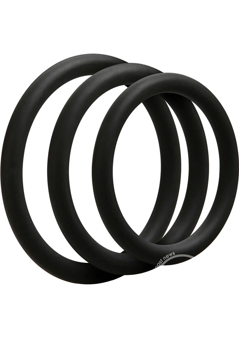 OptiMALE 3 C-Ring Set Silicone Cock Ring Thin (3 Piece Kit) - Black - Image 3