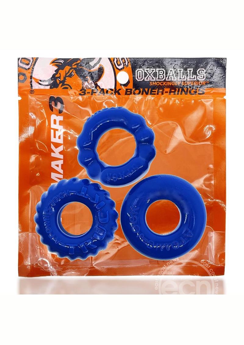 Oxballs Bonemaker Cock Ring Kit (3 pack) - Pool Blue - Image 2