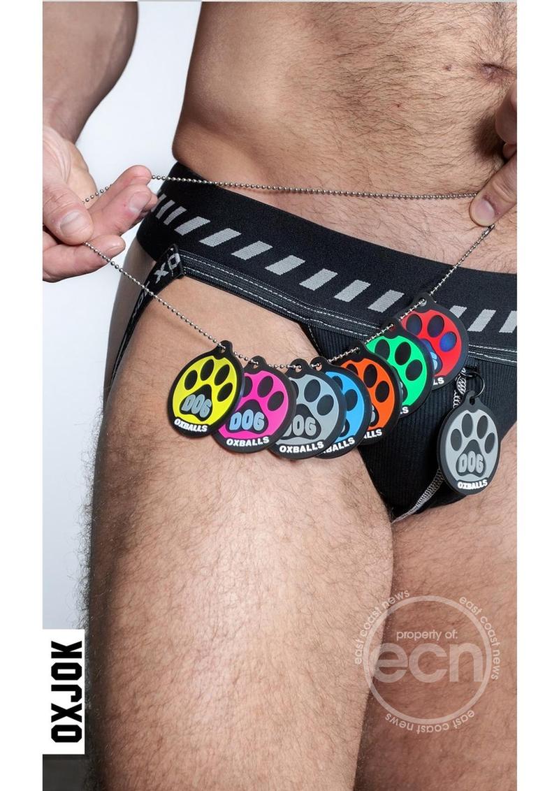 Oxballs Dog Pack Pup Taggers 7-Tag Dog Jock - Black/Silver - Image 3