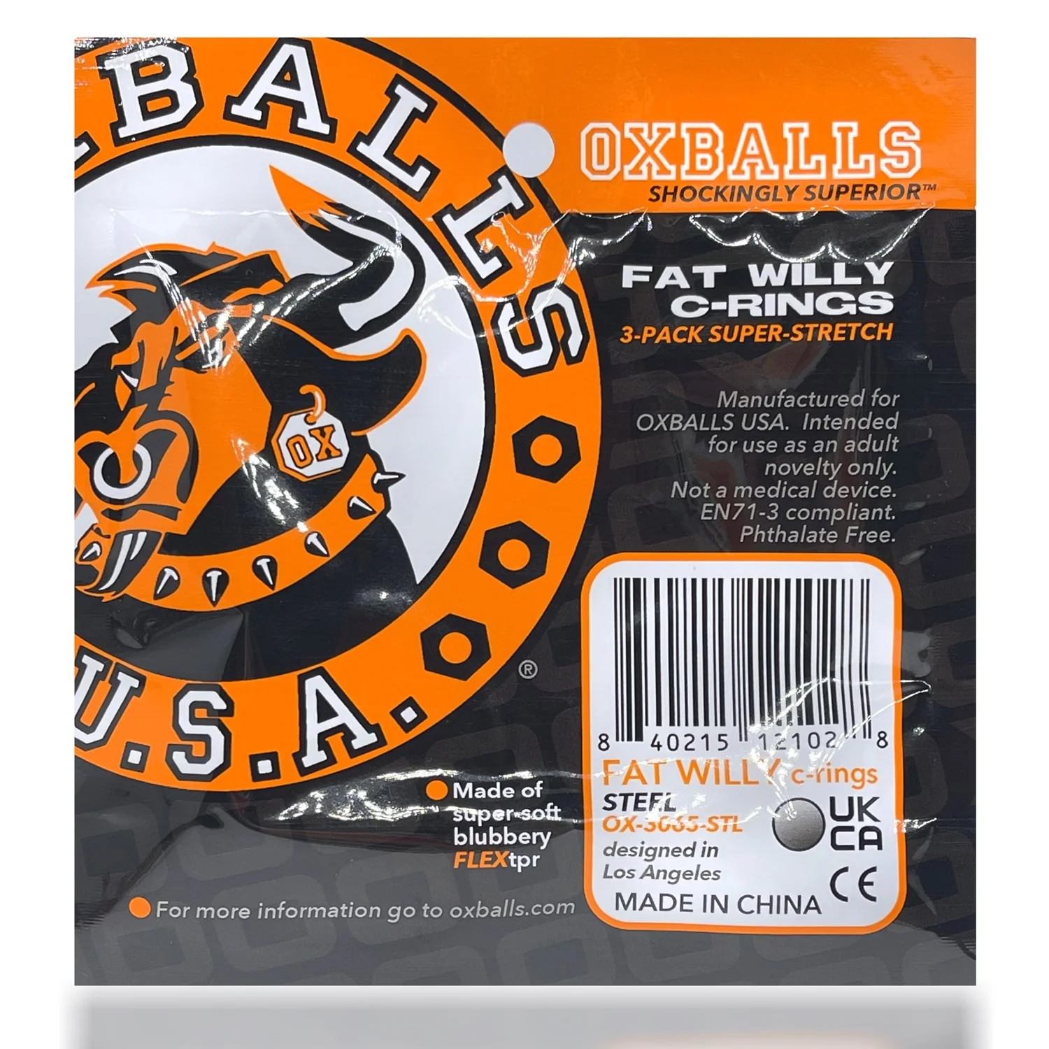 Oxballs Fat Willy Jumbo Cock Ring (3 pack) - Orange - Image 5