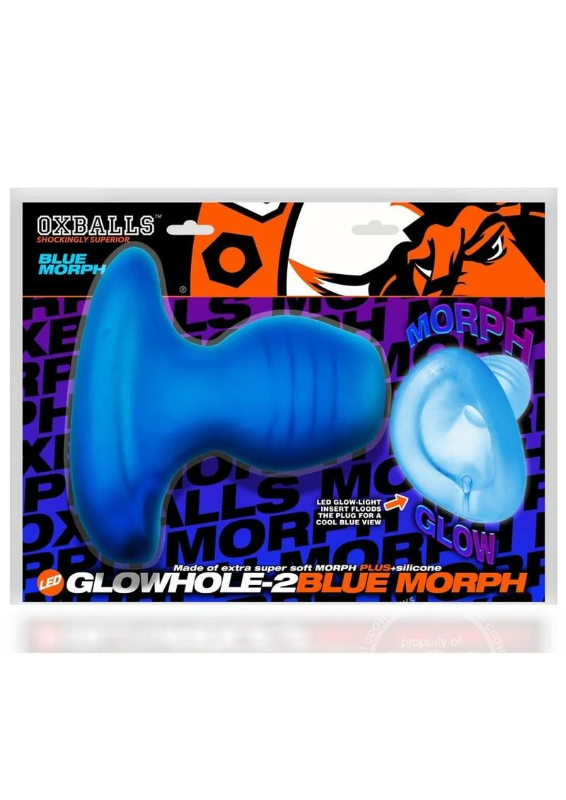 Oxballs Glowhole Hollow Buttplug with LED Insert - Large - Blue Morph - Image 2