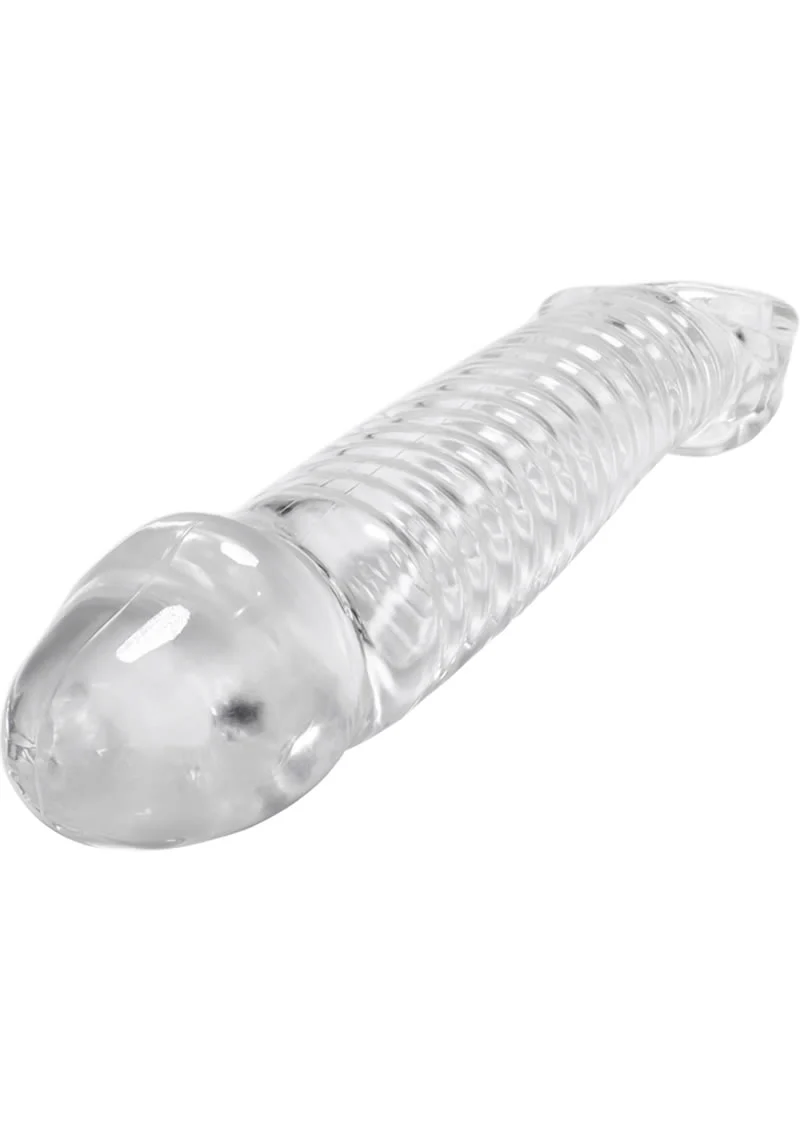 Oxballs Muscle Textured Cock Sheath Penis Extender 9.25in - Clear - Image 2