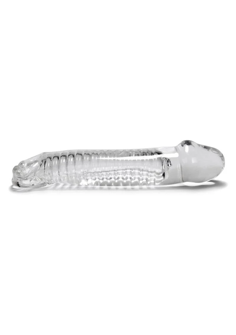 Oxballs Muscle Textured Cock Sheath Penis Extender 9.25in - Clear - Image 3