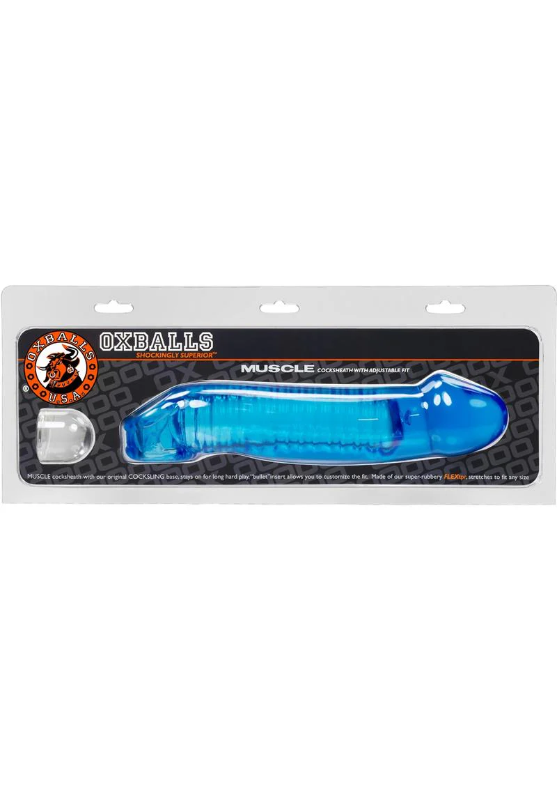 Oxballs Muscle Textured Cocksheath Penis Extender Sleeve Ice Blue 9.25 Inch - Image 3