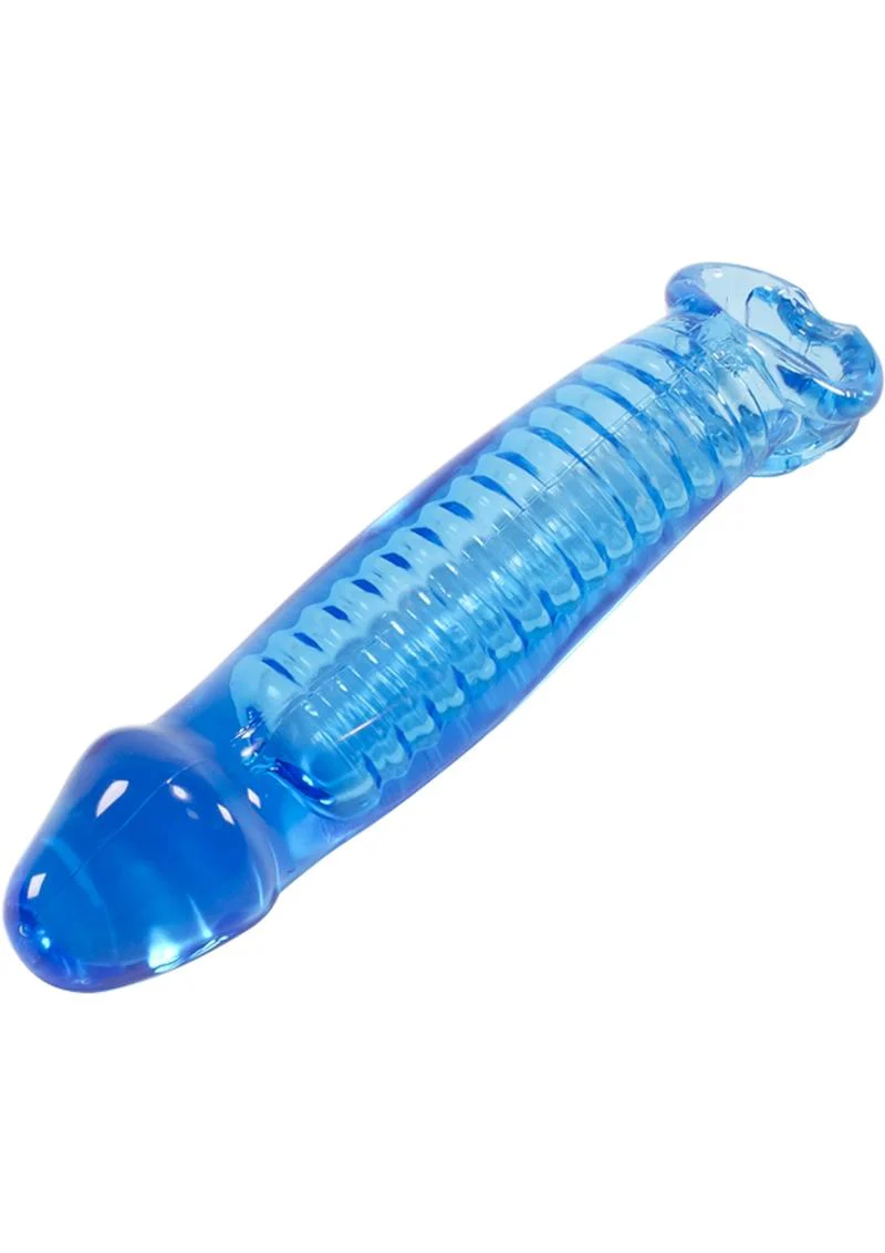 Oxballs Muscle Textured Cocksheath Penis Extender Sleeve Ice Blue 9.25 Inch - Image 4