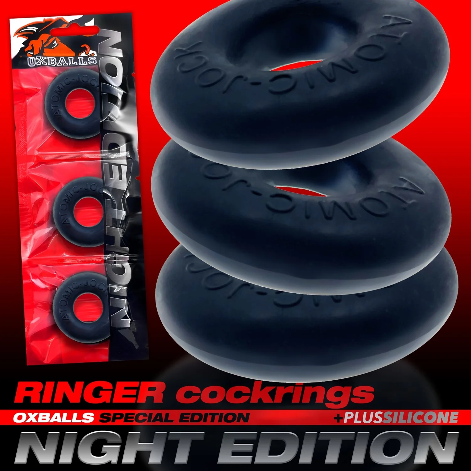 Oxballs Ringer Donut Cockring 3 Pack Night Edition - Image 2