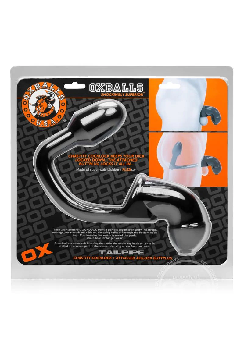Oxballs Tailpipe Chastity Cocklock Plus Attached Asslock Buttplug - Image 3