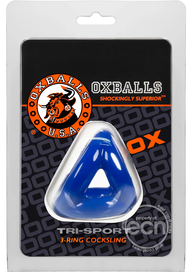 Oxballs Atomic Jock Tri-Sport 3-Ring Cocksling - Blue - Image 3