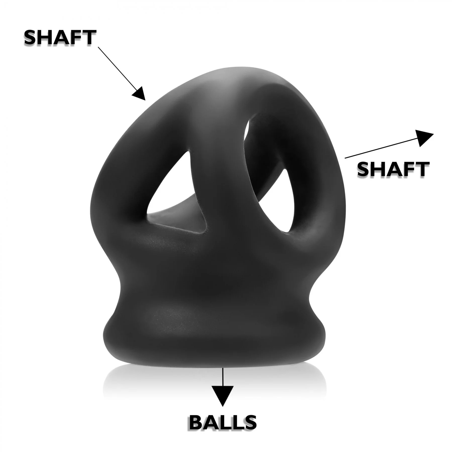 Oxballs Tri-Squeeze Silicone 3-Ring Ball Stretching Sling - Clear Ice - Image 2