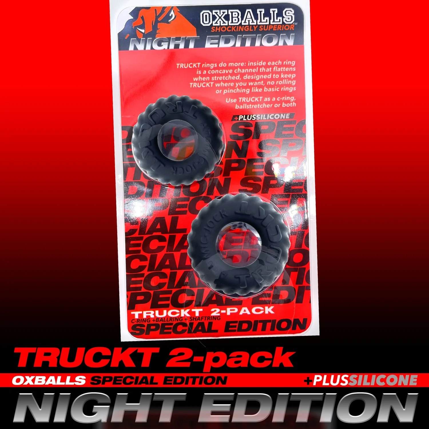 Oxballs Truckt Cock Ring (2 Pack) - Night Edition - Image 14