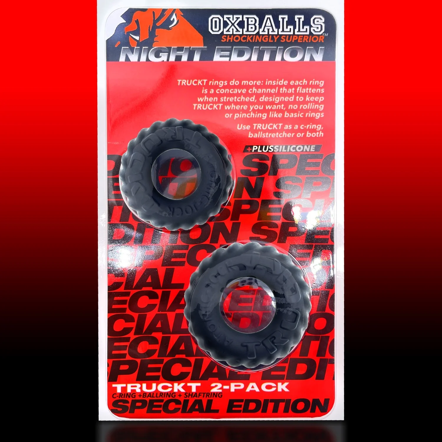 Oxballs Truckt Cock Ring (2 Pack) - Night Edition - Image 4