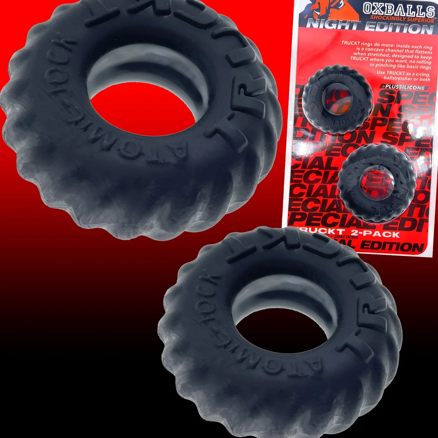 Oxballs Truckt Cock Ring (2 Pack) - Night Edition - Image 5