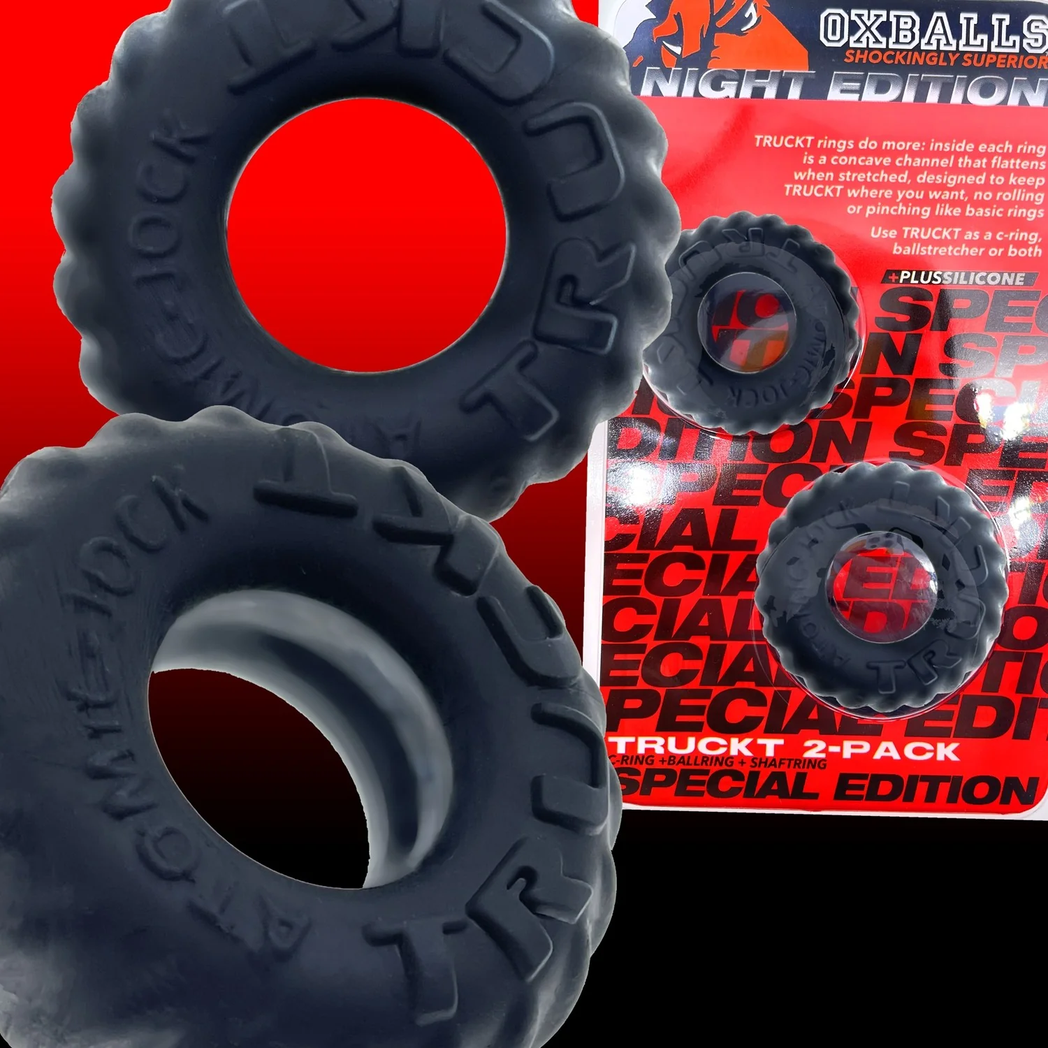 Oxballs Truckt Cock Ring (2 Pack) - Night Edition - Image 6