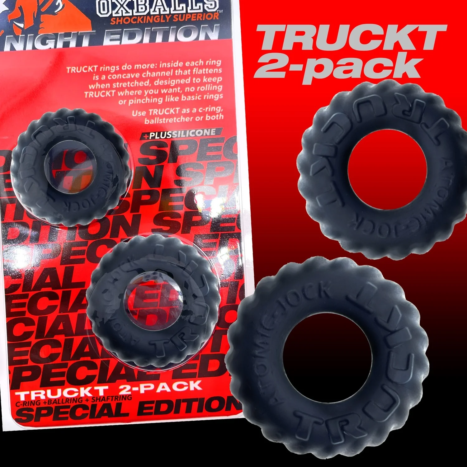 Oxballs Truckt Cock Ring (2 Pack) - Night Edition - Image 8