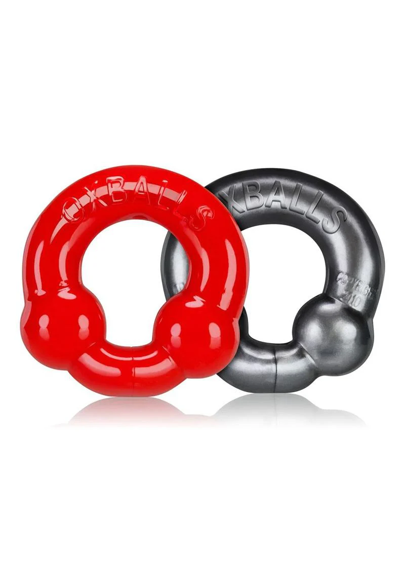 Oxballs Ultraballs Cockring Set 2 Each Per Set Red And Steel - Image 3