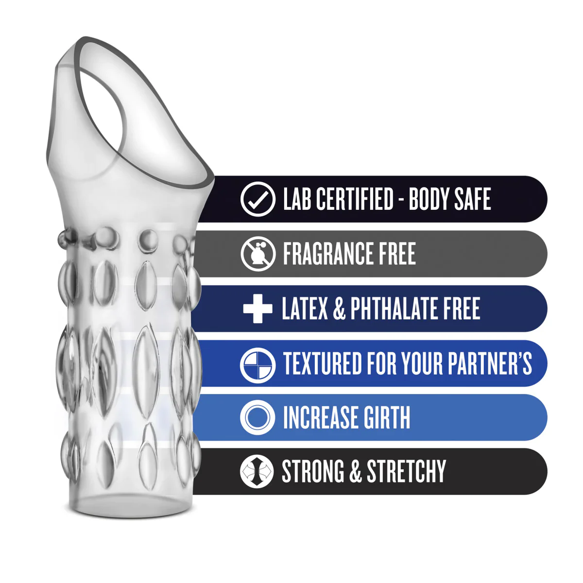 Performance Clear Stretchy Studded Penis Sleeve Ring - Image 3