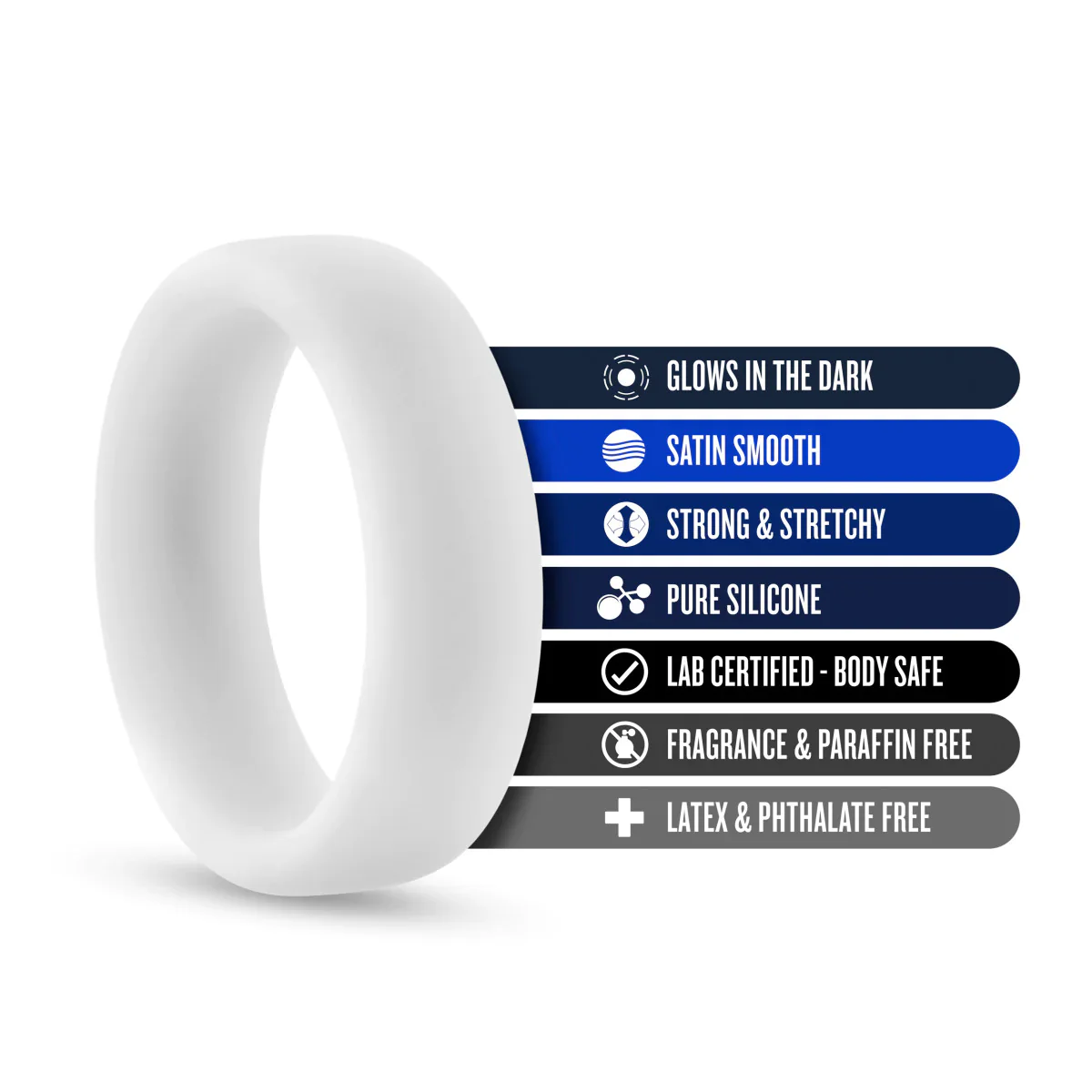 Performance Glo: Glow In The Dark White Penis Ring - Image 2