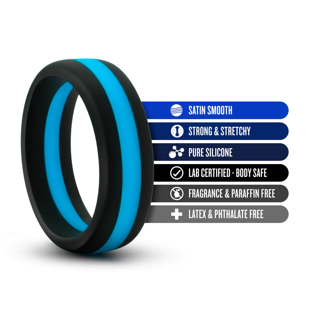 Performance Pro: Blue & Black Penis Ring - Image 4