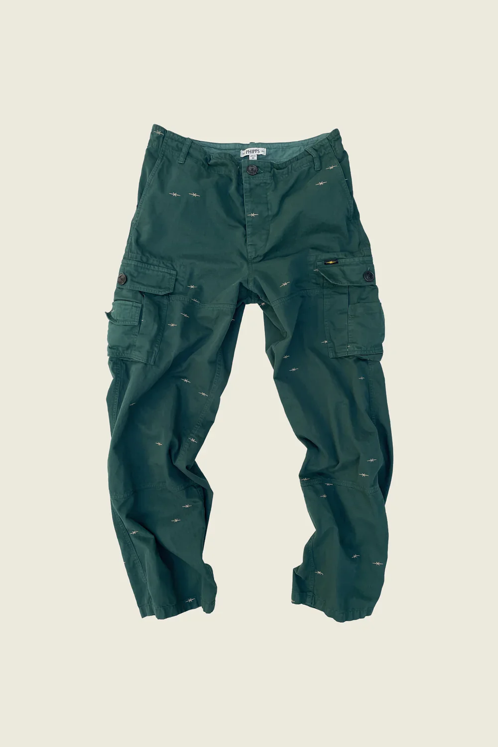 PHIPPS STAR EMBROIDERED CARGO PANTS GREEN - Image 2