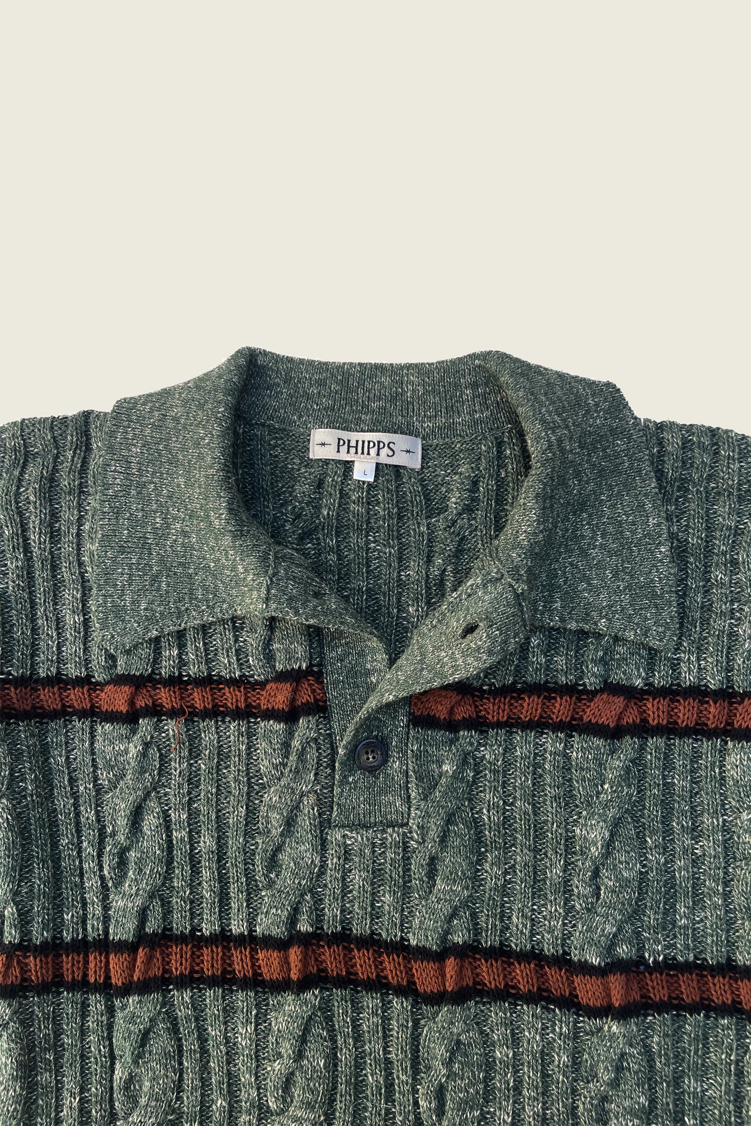 PHIPPS STRIPED CABLE KNIT POLO - Image 2