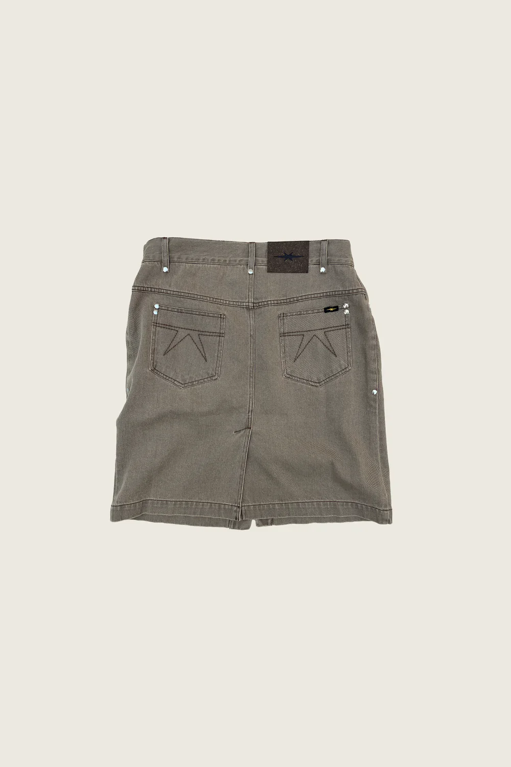 PHIPPS STUD DENIM SKIRT TAUPE - Image 2