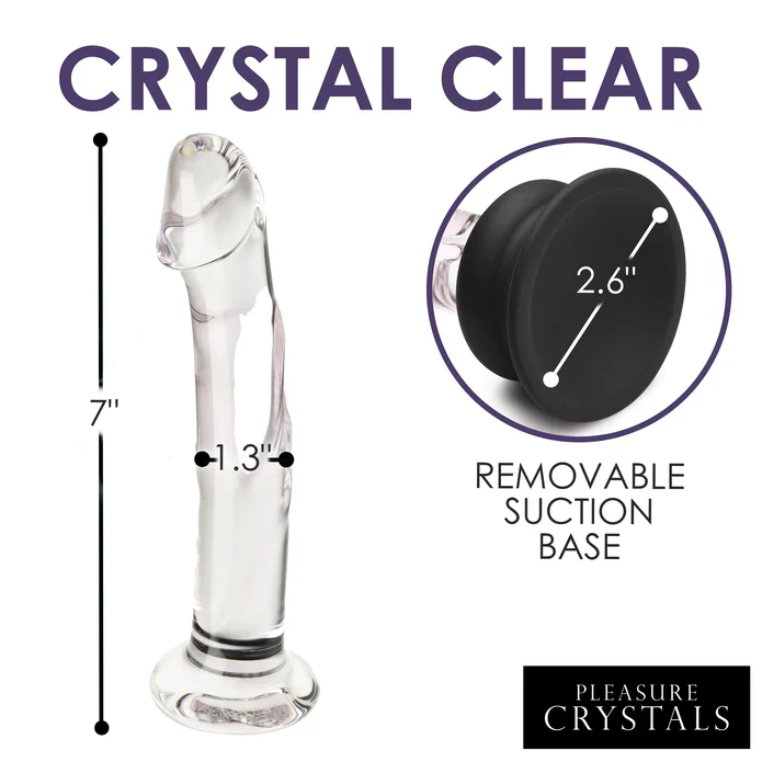 Pleasure Crystals 7" Glass Dildo W/ Silicone Base - Image 3