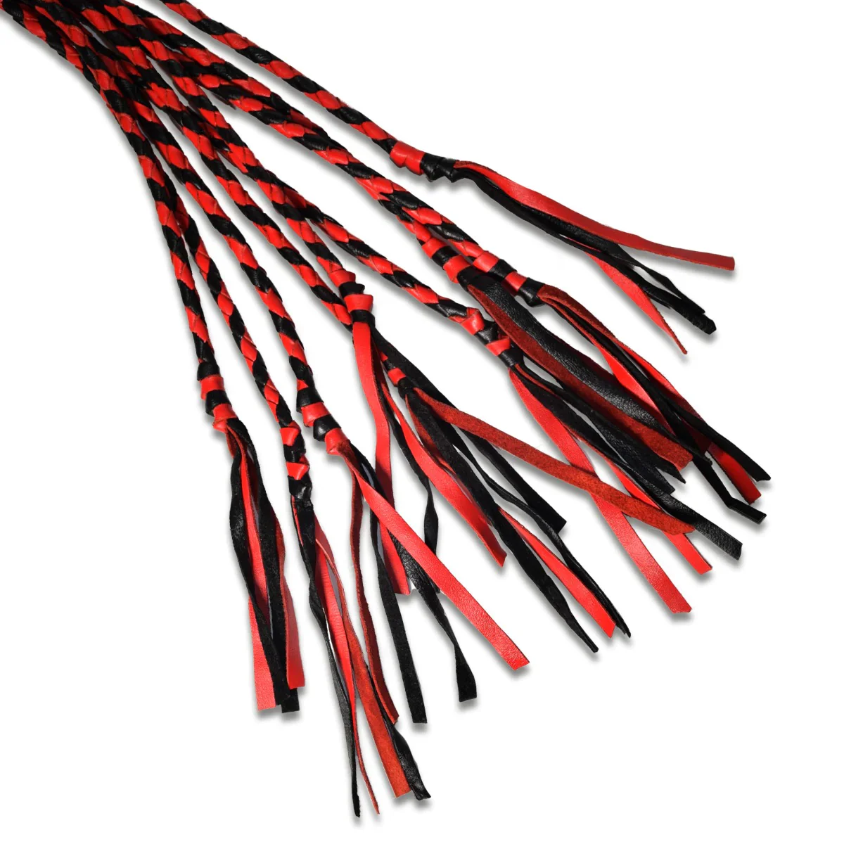 Prowler RED Long Handle Flogger Leather Red/Black - Image 3