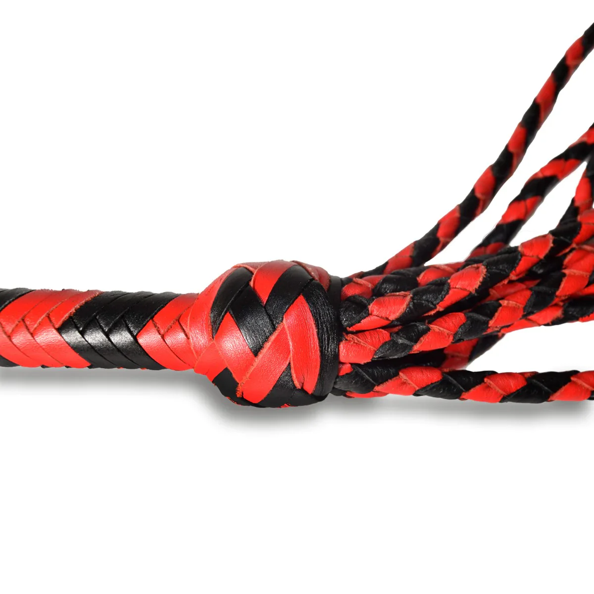 Prowler RED Long Handle Flogger Leather Red/Black - Image 4