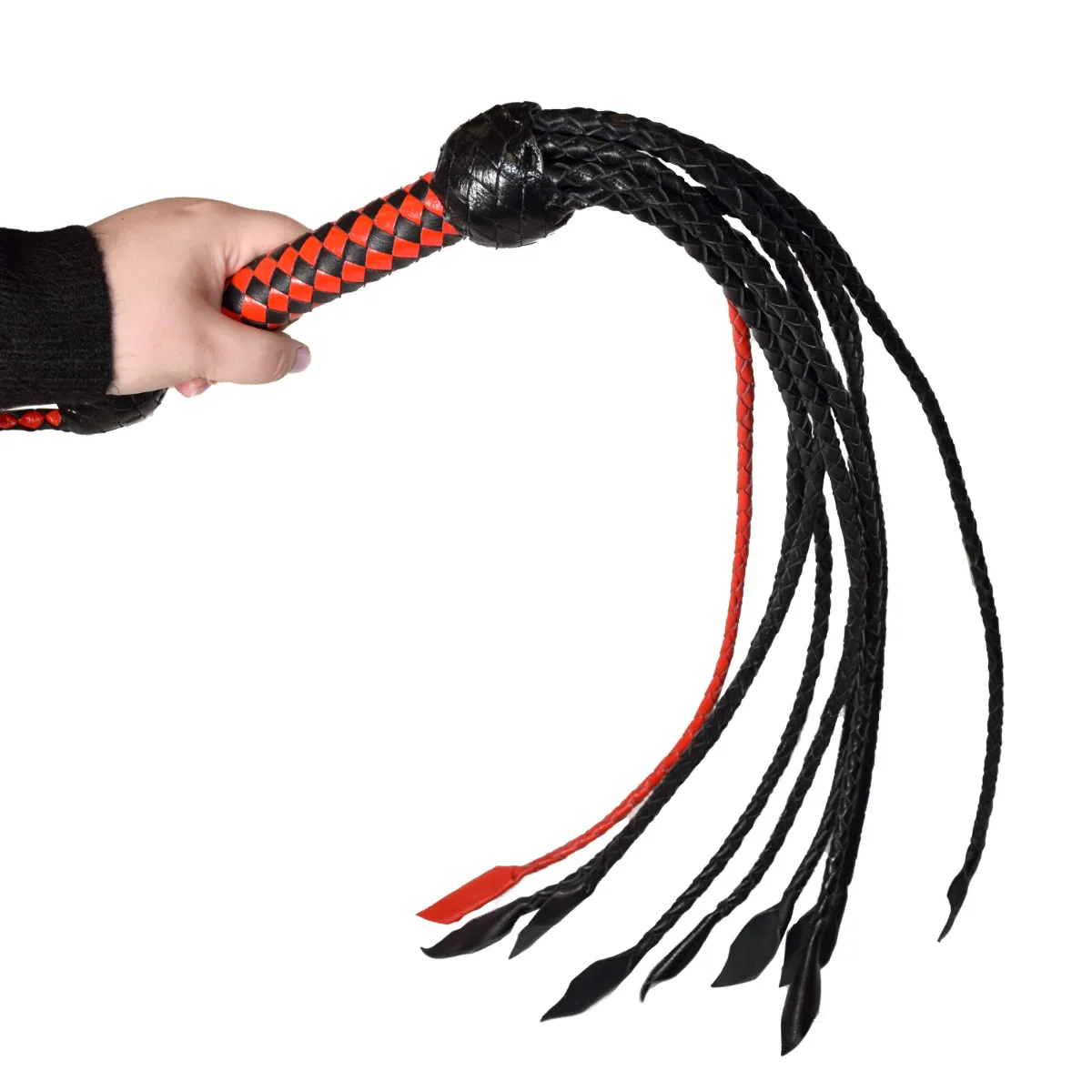 Prowler RED Short Handle Flogger Leather Red/Black - Image 3