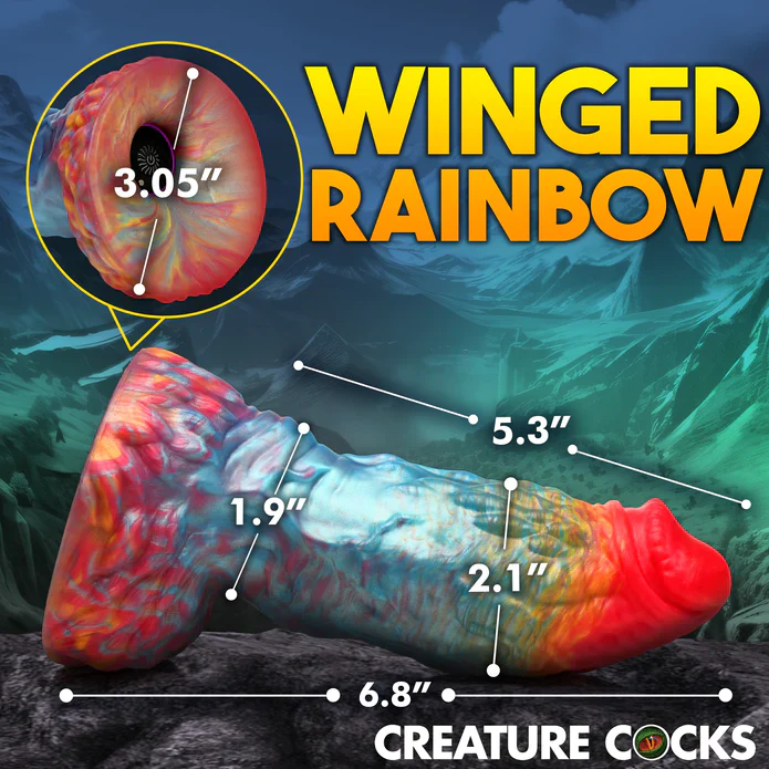 Creature Cocks Rainbow Phoenix Vibrating Silicone Dildo - Image 4