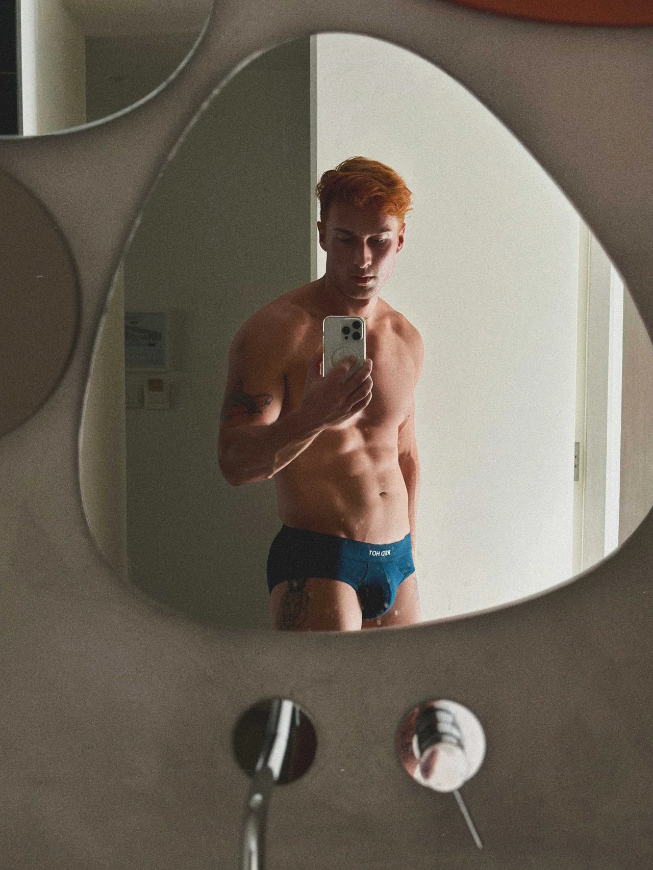 RED Hot Hip Brief Mono-Tone in Petrol Blue - Image 16