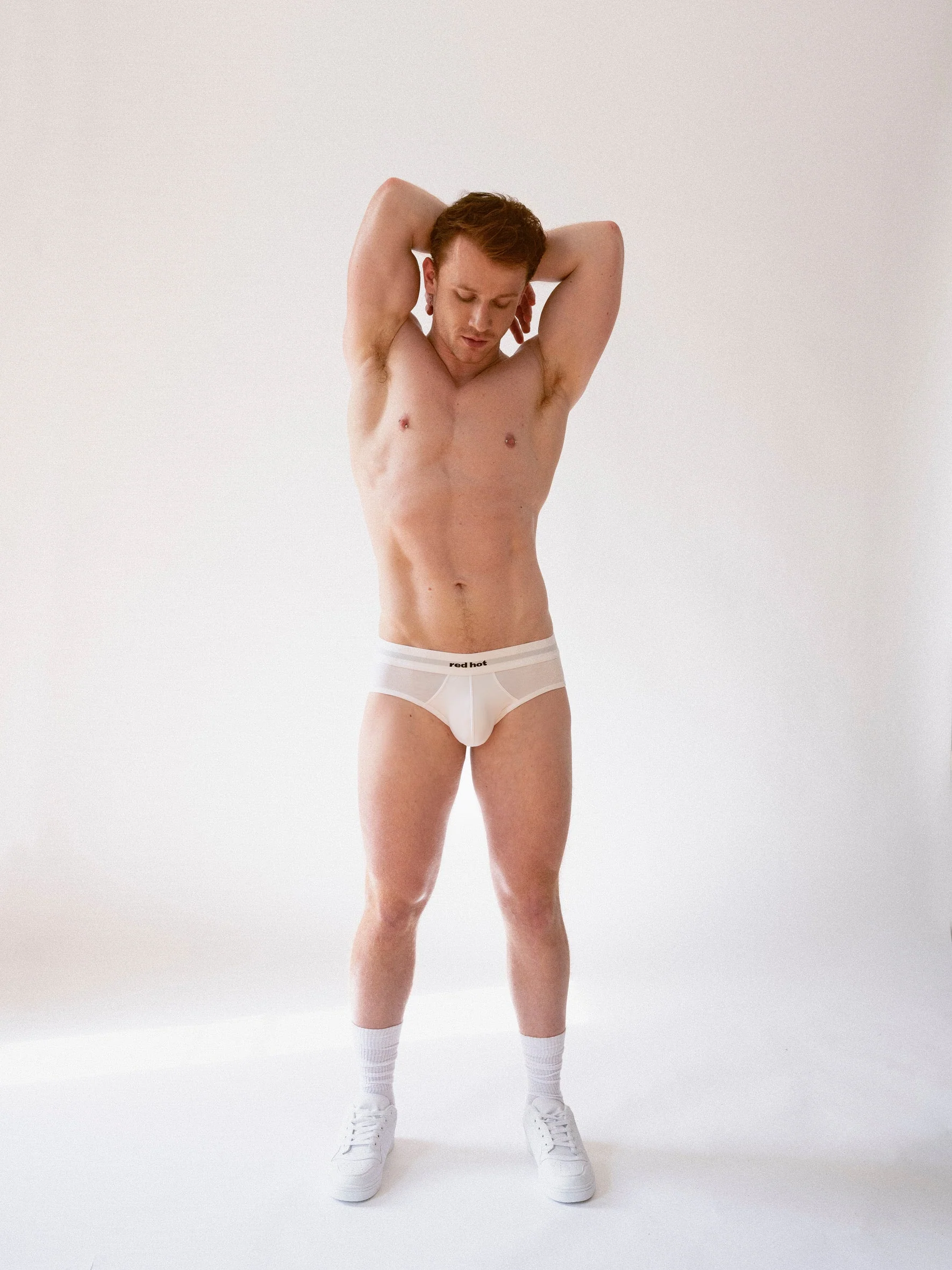 RED Hot Hip Brief Mono-Tone in White - Image 8
