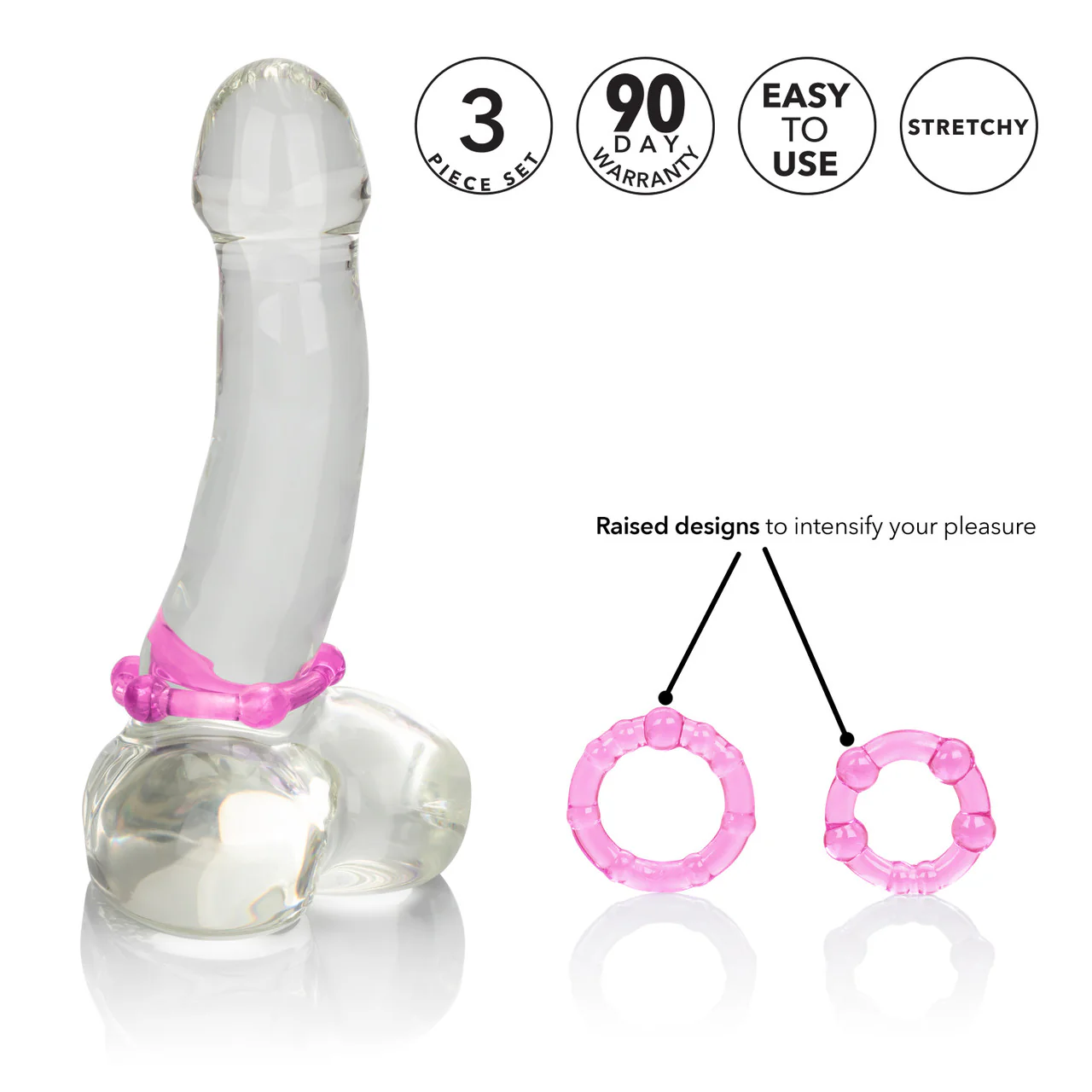 Rings! Island Rings Cock Rings (3 piece set) - Pink - Image 6