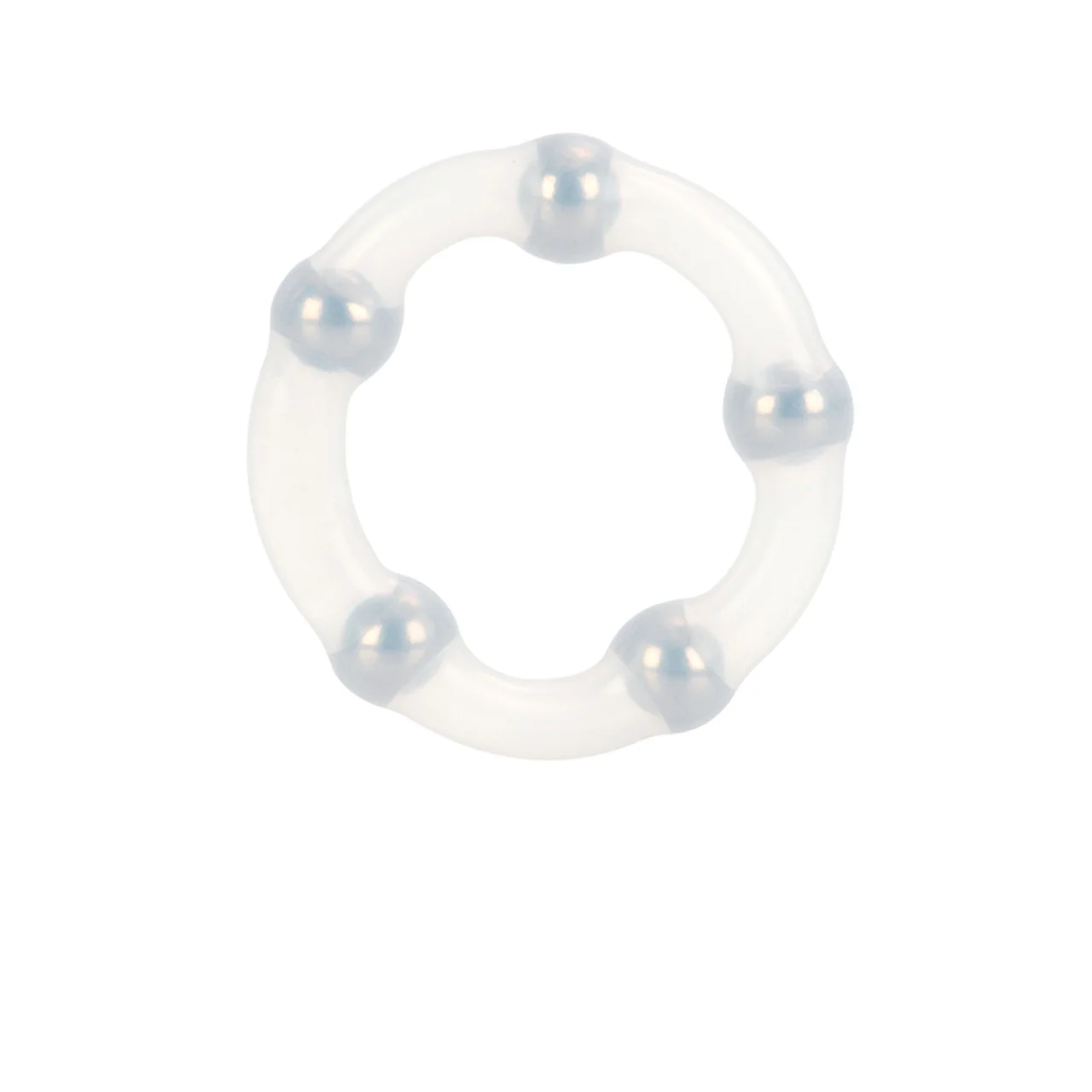 Rings! Metallic Bead Ring Silicone Cock Ring - Clear - Image 2