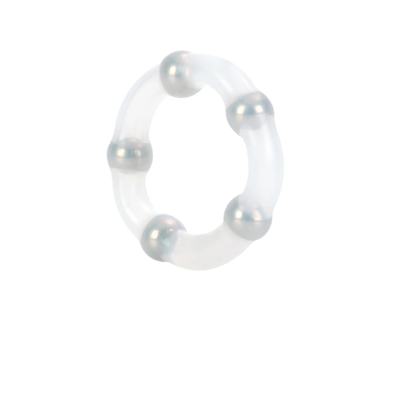 Rings! Metallic Bead Ring Silicone Cock Ring - Clear - Image 5