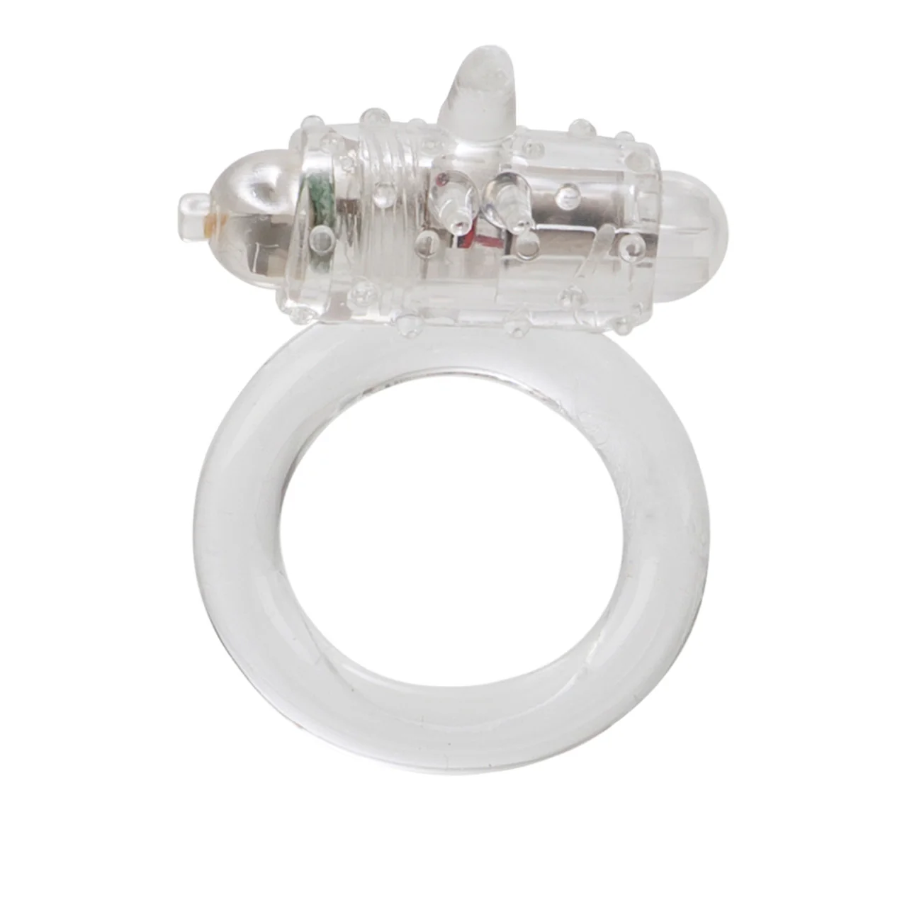Rings! One Touch Nubby Vibrating Cock Ring - Clear - Image 2