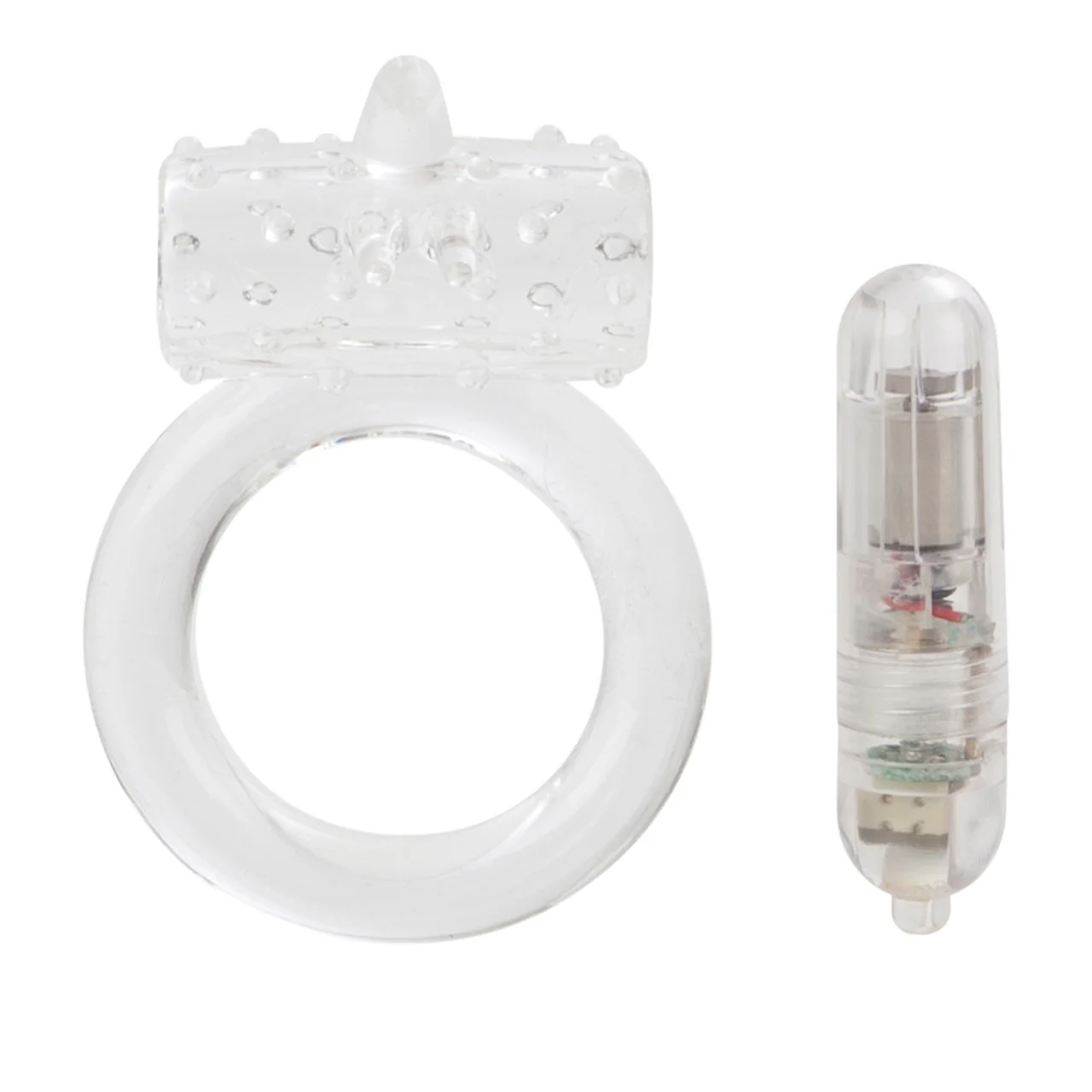 Rings! One Touch Nubby Vibrating Cock Ring - Clear - Image 5