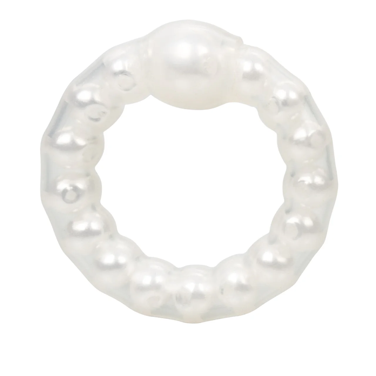 Rings! Pearl Beaded Prolong Silicone Cock Ring - White - Image 2