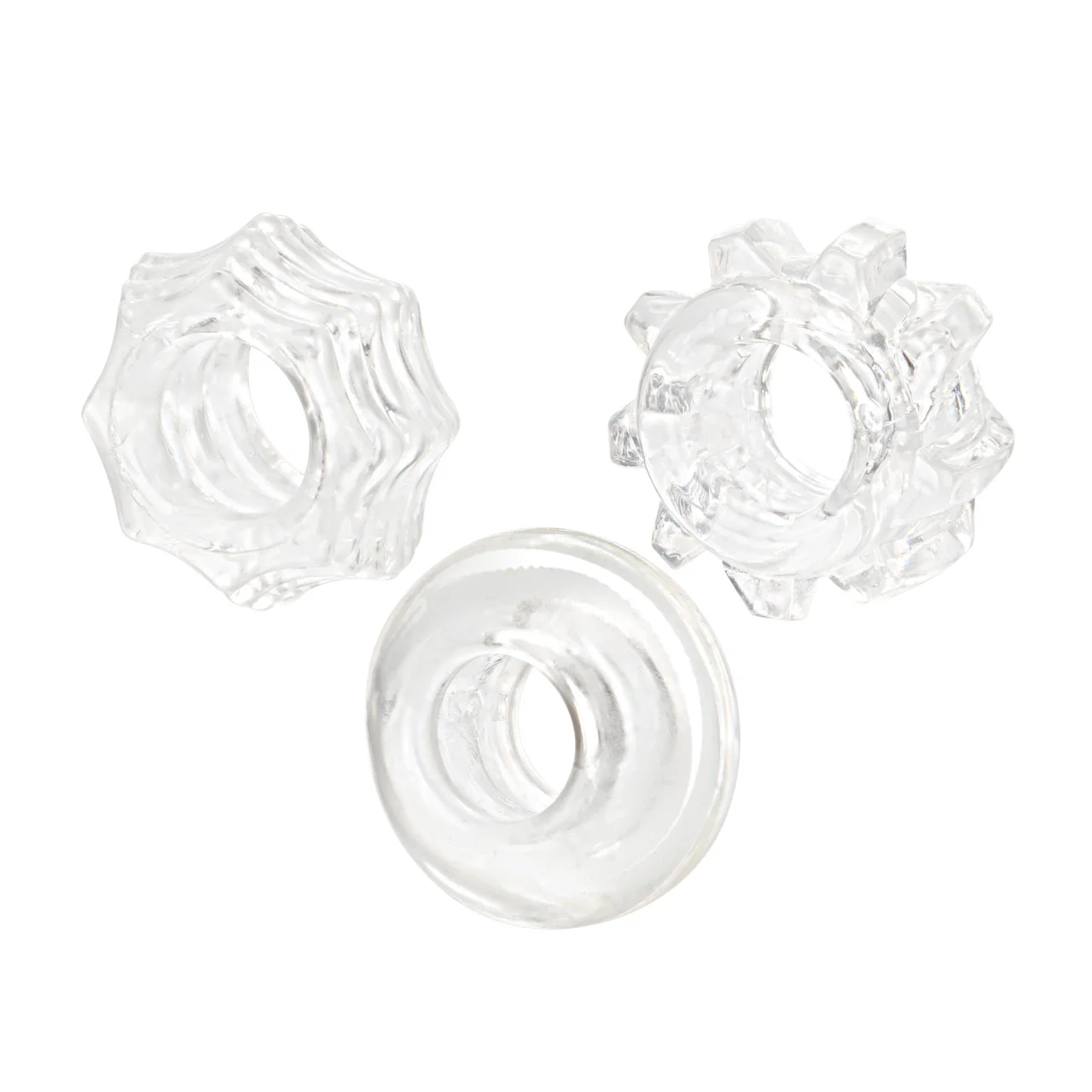 Rings! Reversible Ring Set Silicone Cock Ring (3 Piece Set) - Clear - Image 2