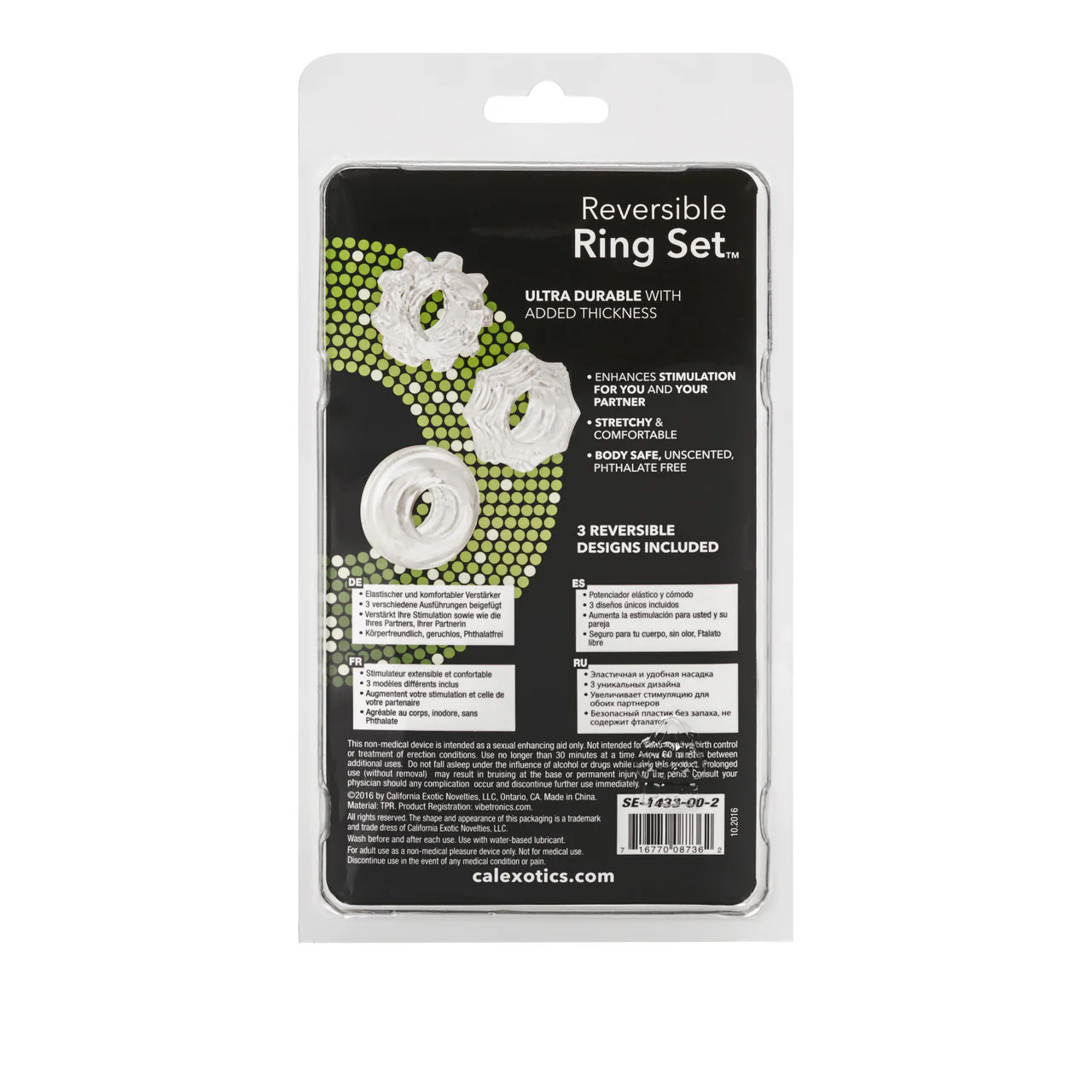 Rings! Reversible Ring Set Silicone Cock Ring (3 Piece Set) - Clear - Image 4