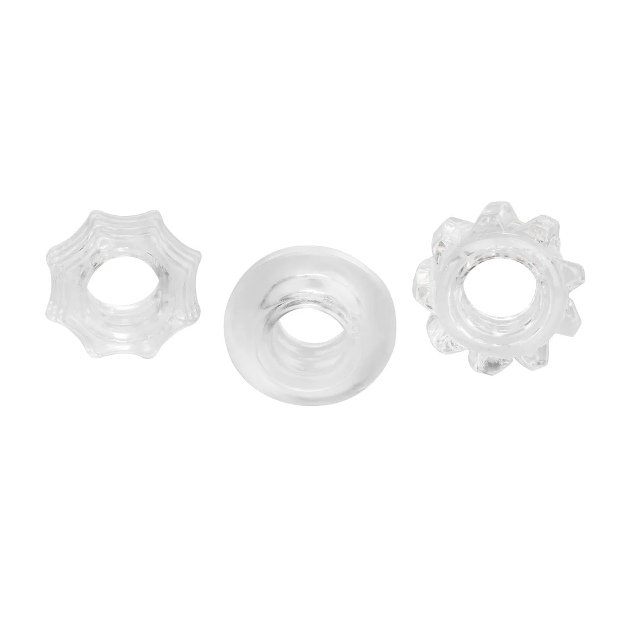 Rings! Reversible Ring Set Silicone Cock Ring (3 Piece Set) - Clear - Image 5