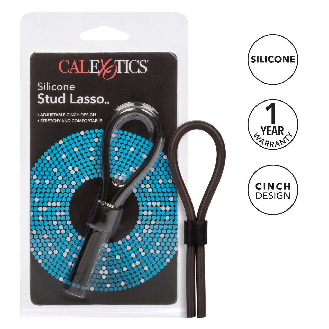 Rings! Silicone Stud Lasso Cock Ring - Black - Image 6