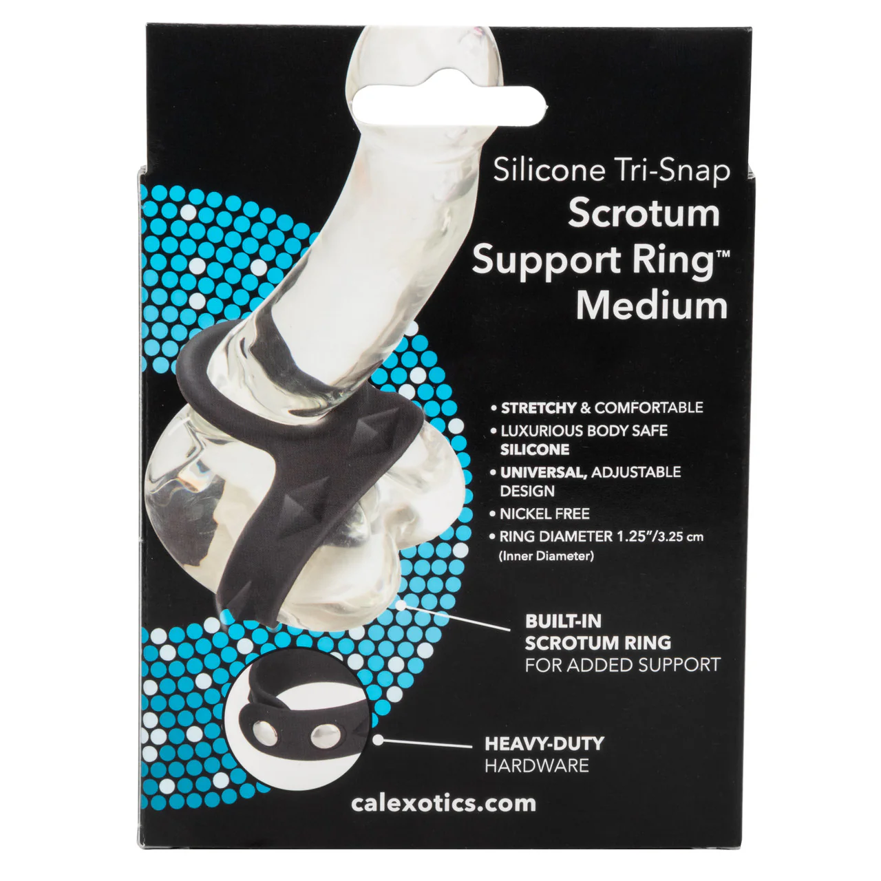 Rings! Silicone Tri-Snap Scrotum Support Cock Ring - Medium - Image 4
