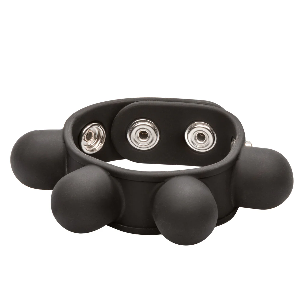 Rings! Silicone Weighted Ball Stretcher Cock Ring Black - Image 2