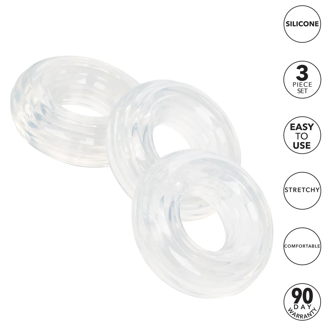 Rings! Stacker Silicone Cock Rings 3 Piece - Clear - Image 6