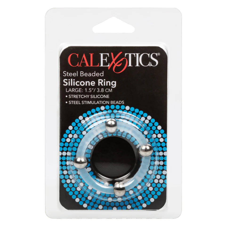Rings! Steel Beaded Silicone Cock Ring - Large - Clear - Image 3