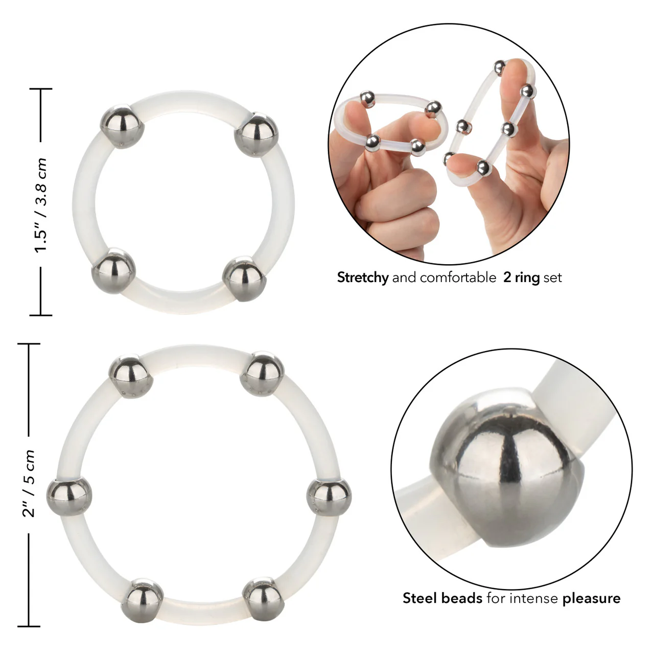 Rings! Steel Beaded Silicone Ring Set (2 per set) - Image 5